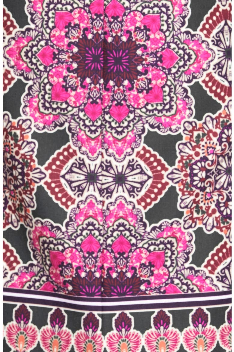 Print Ponte Midi Sheath Dress, Alternate, color, BLACK/ PINK