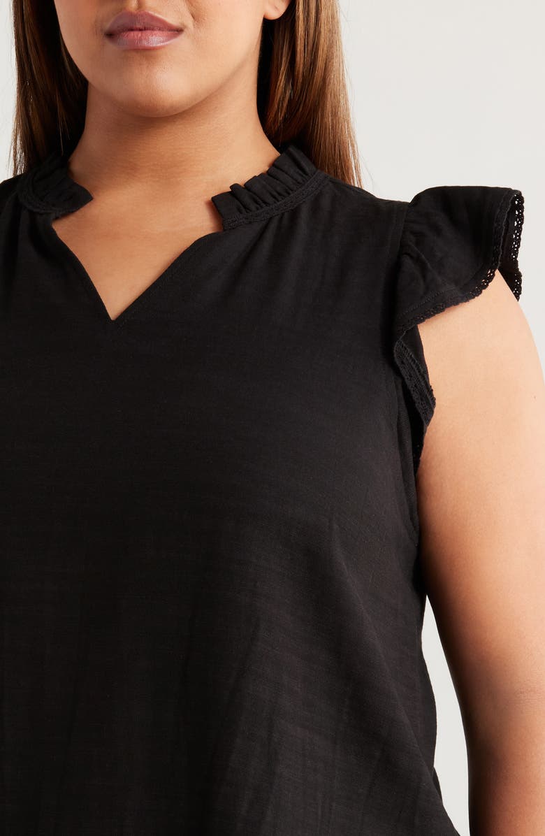 Wit & Wisdom Flutter Sleeve Jersey Top, Alternate, color, Black