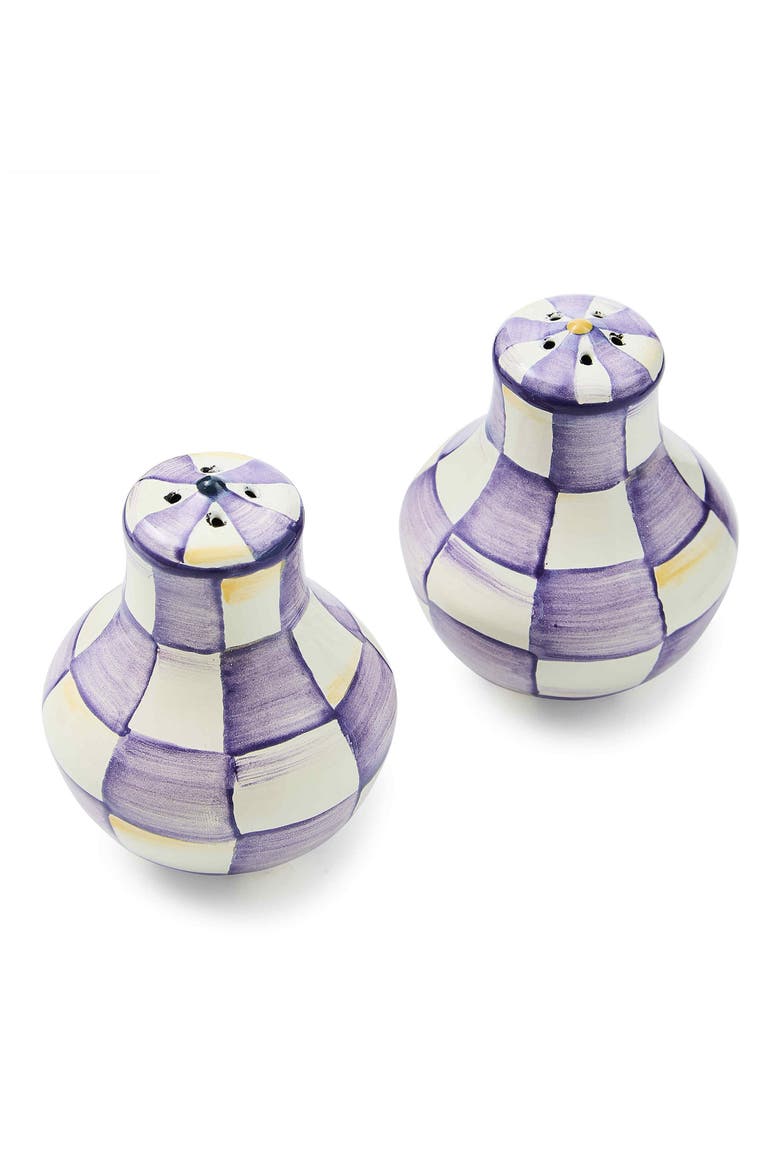 Violet Check Salt & Pepper Shaker Set, Alternate, color, VIOLET