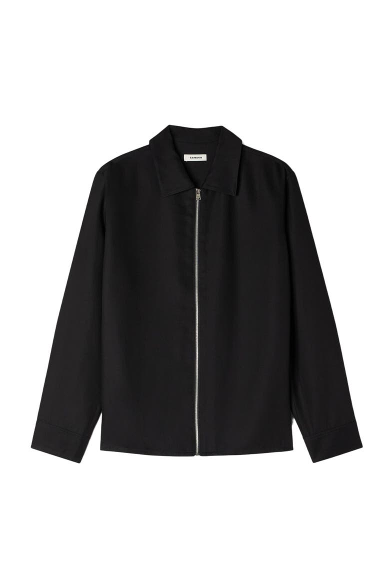 Loose-fit zip-up shirt, Main, color, Black