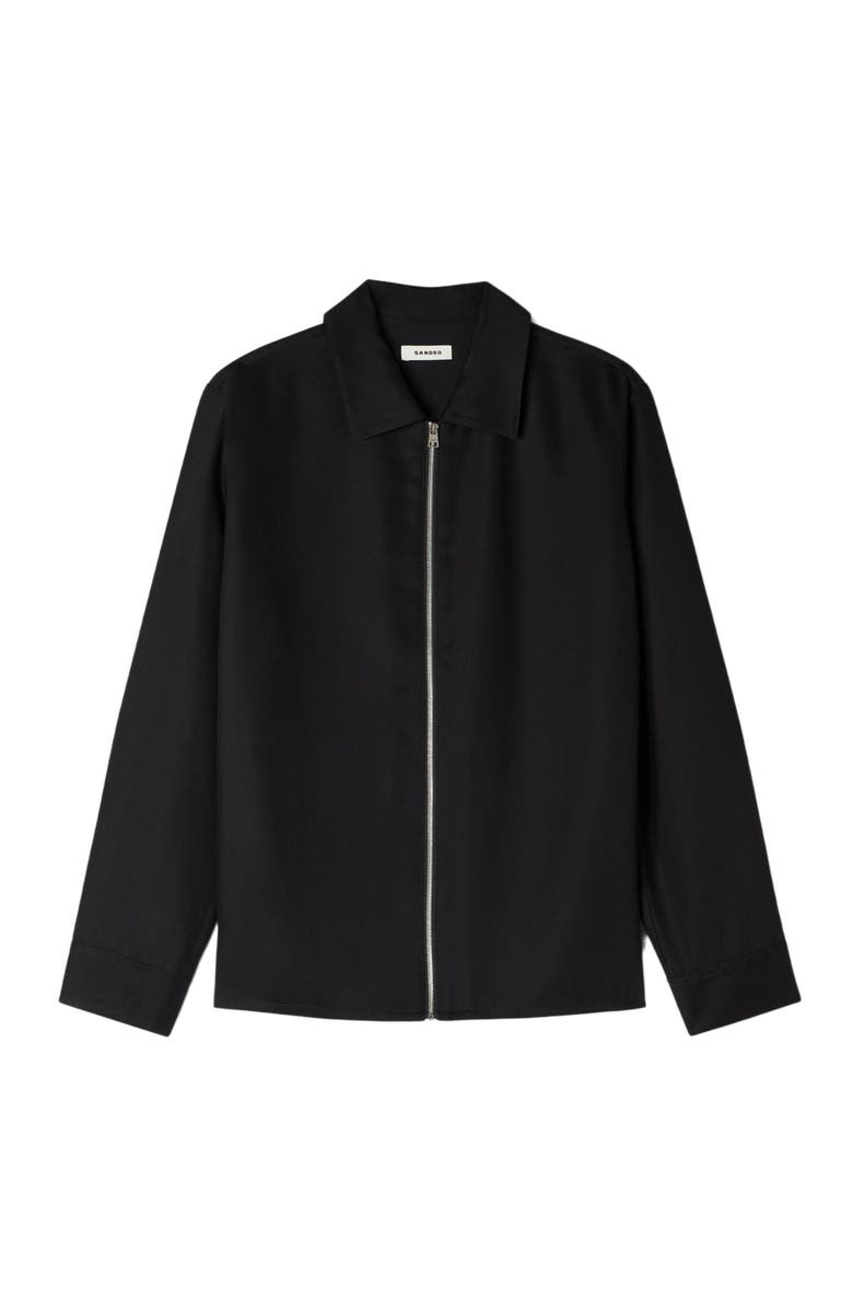 SANDRO Loose-fit zip-up shirt, Main, color, Black