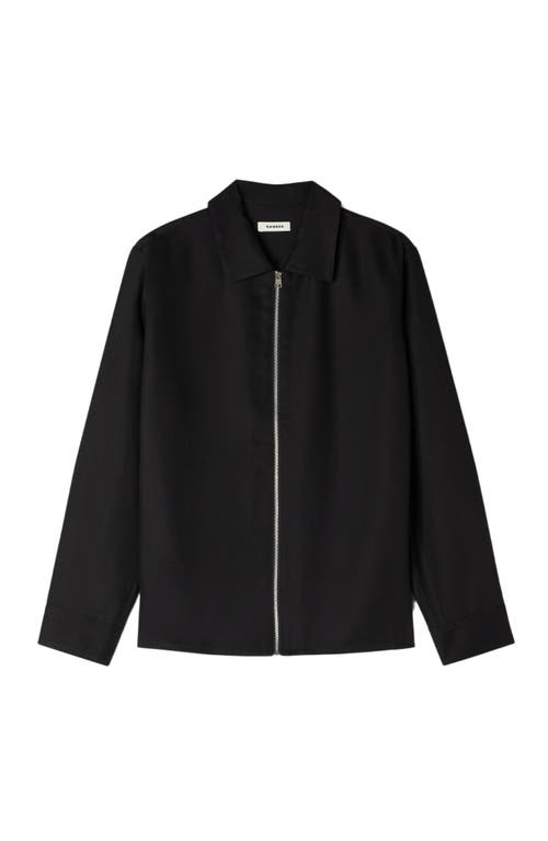 SANDRO Loose-fit zip-up shirt in Black at Nordstrom, Size X-Small