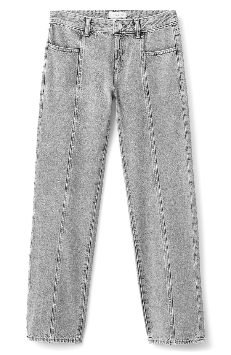 MANGO TEEN Studded Seamed Straight Leg Jeans, Alternate, color, Denim Grey