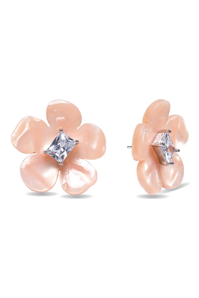 Fiorella Stud Cubic Zirconia Stud Earrings, Main, color, PINK