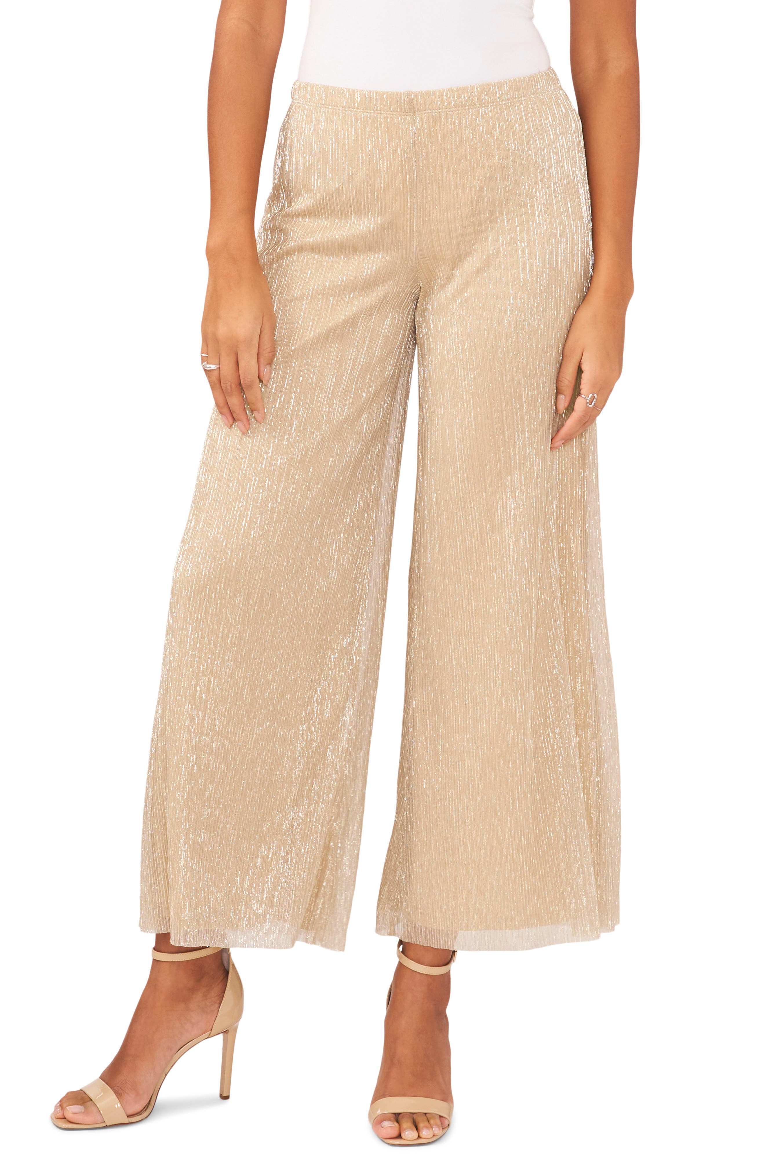 Metallic Mesh Palazzo Pants