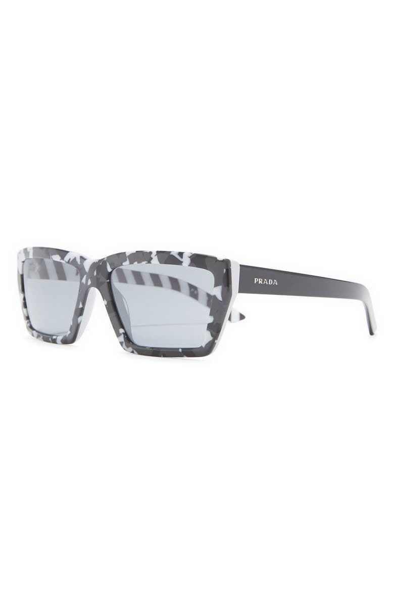Prada Camo Geo 57mm Rectangle Sunglasses, Alternate, color, Camo Black