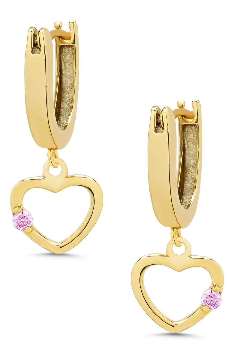 Lily Nily Kids' Open Heart Charm Huggie Earrings, Main, color, Gold