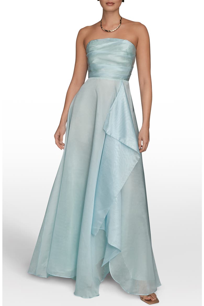 Strapless Ruched Bodice Gown, Main, color, SEA MIST