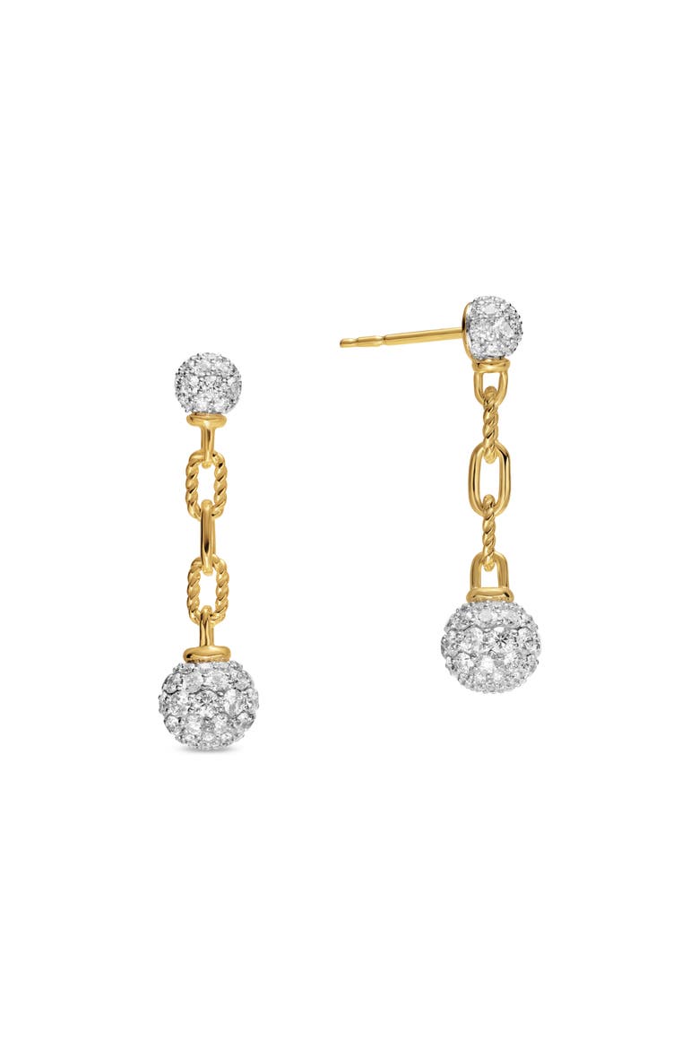 DY Madison Pavé Bead Drop Earrings in 18K Yellow Gold with Diamonds, Alternate, color, DIAMOND
