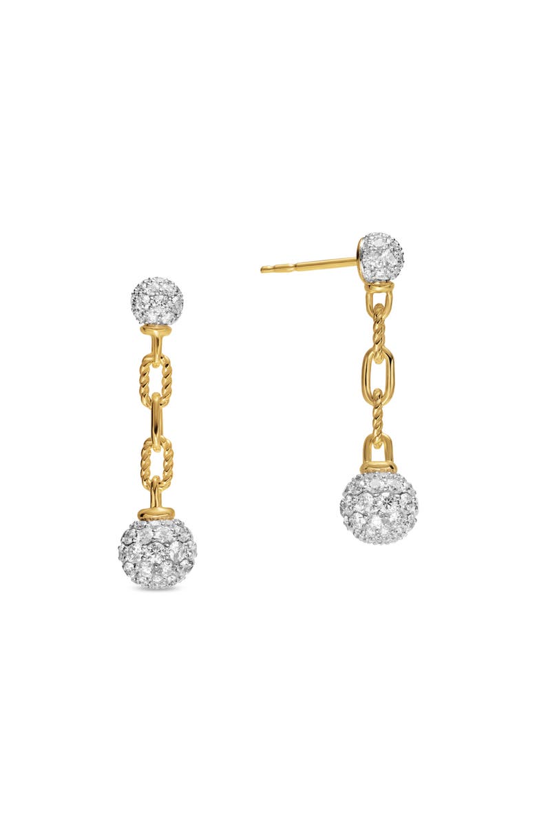 David Yurman DY Madison Pavé Bead Drop Earrings in 18K Yellow Gold with Diamonds, Alternate, color, Diamond