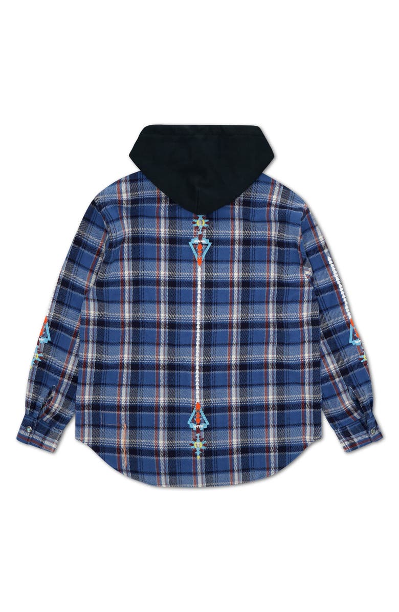 Fortela Embroidered Hooded Plaid Shirt, Alternate, color, Blue