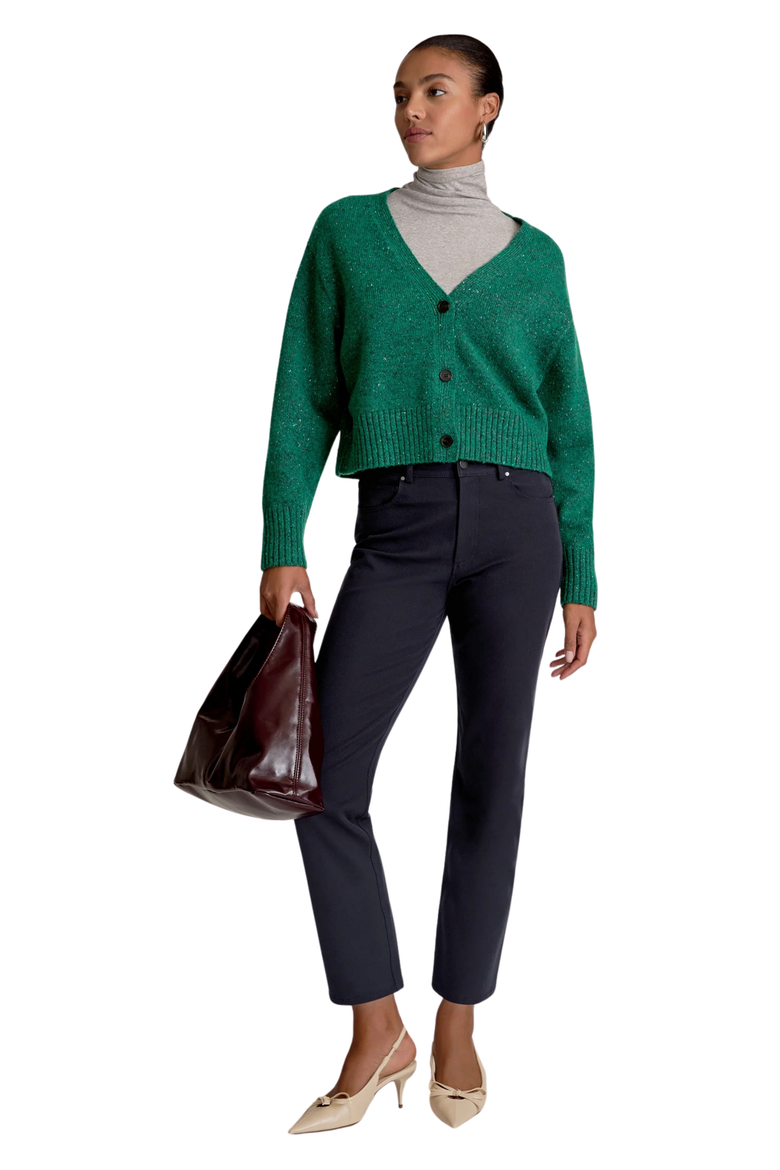 Delina Confetti Wool  Cardigan, Alternate, color, Verdant