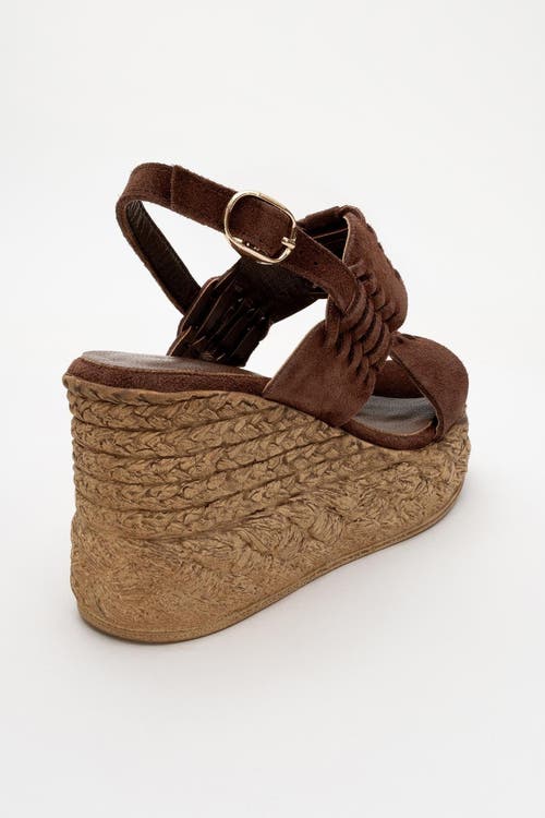 Forever & Always Shoes Olien Suede Leather Platform Espadrilles In Brown Suede Leather