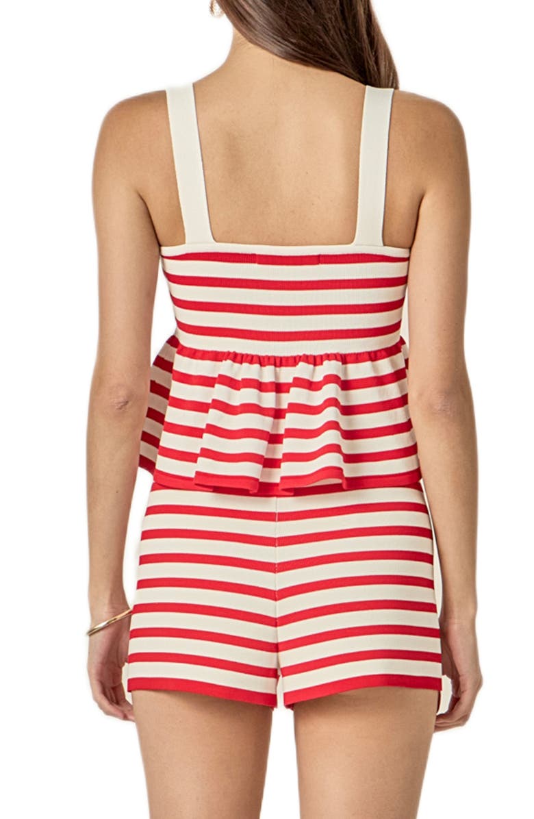English Factory Stripe Knit Peplum Camisole, Alternate, color, White / Red