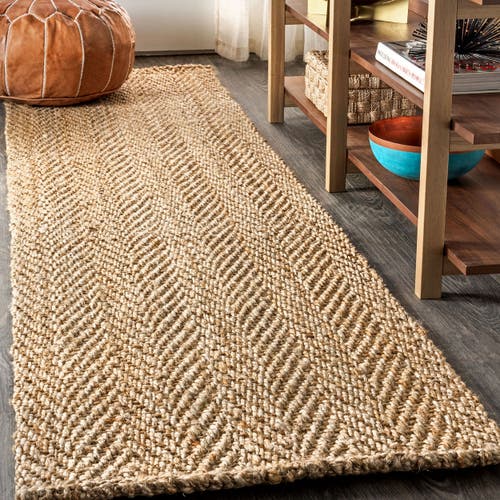 Jonathan Y Espina Hand Woven Herringbone Chunky Jute Area Rug In Natural