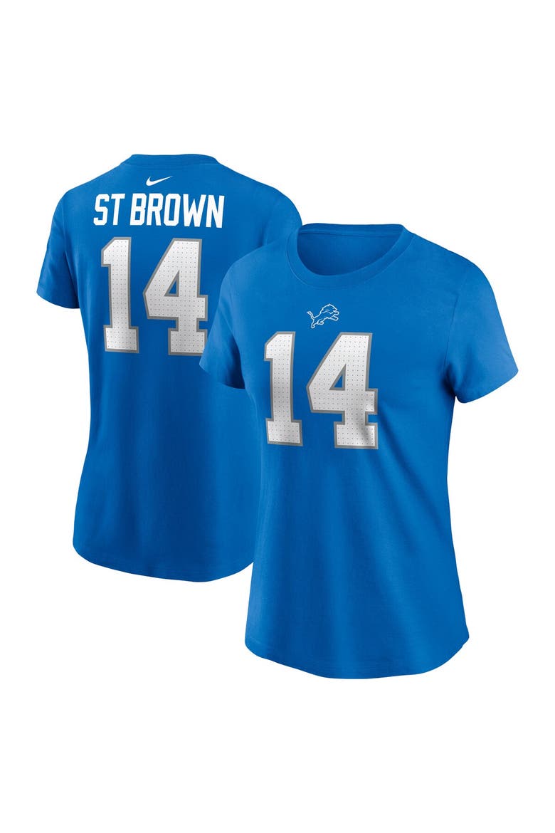 Women's Nike Amon-Ra St. Brown Blue Detroit Lions Player Name & Number T-Shirt, Main, color, Blue