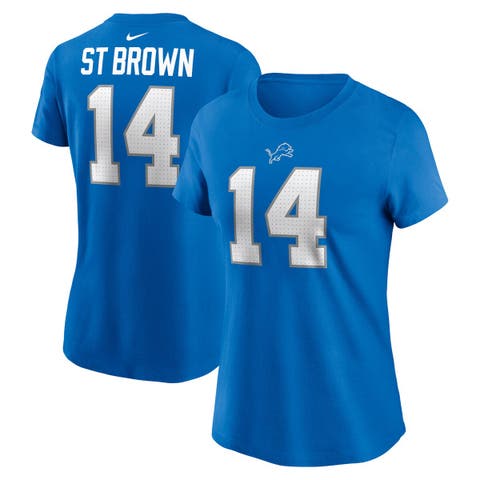 Women's Nike Amon-Ra St. Brown Blue Detroit Lions Player Name & Number T-Shirt