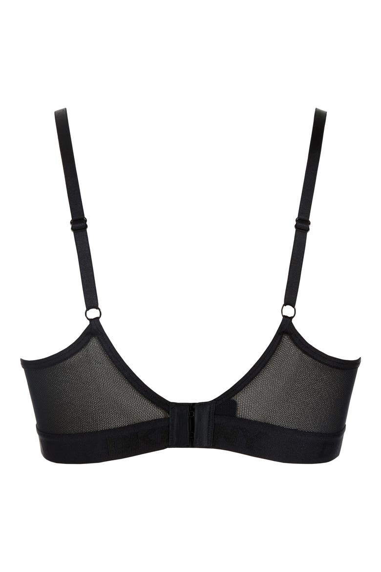 Logo Mesh Unlined Underwire Bra, Alternate, color, BLACK