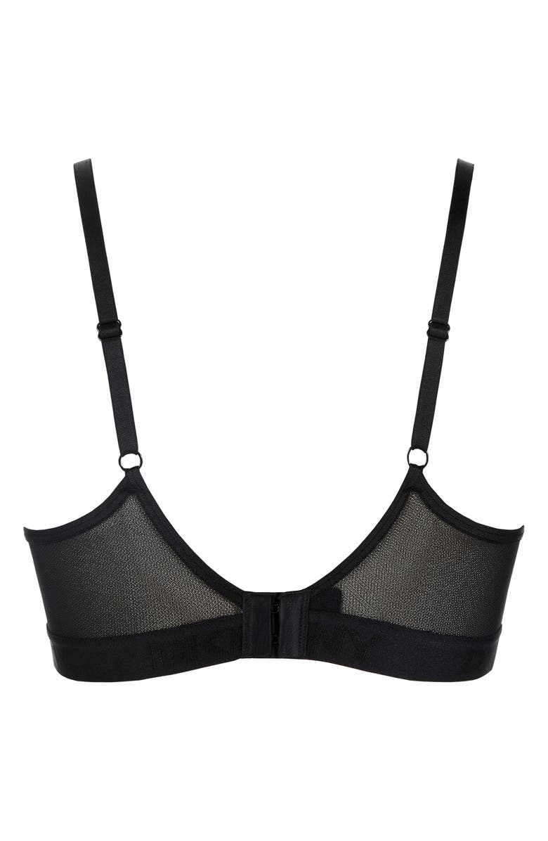 DKNY Logo Mesh Unlined Underwire Bra, Alternate, color, Black