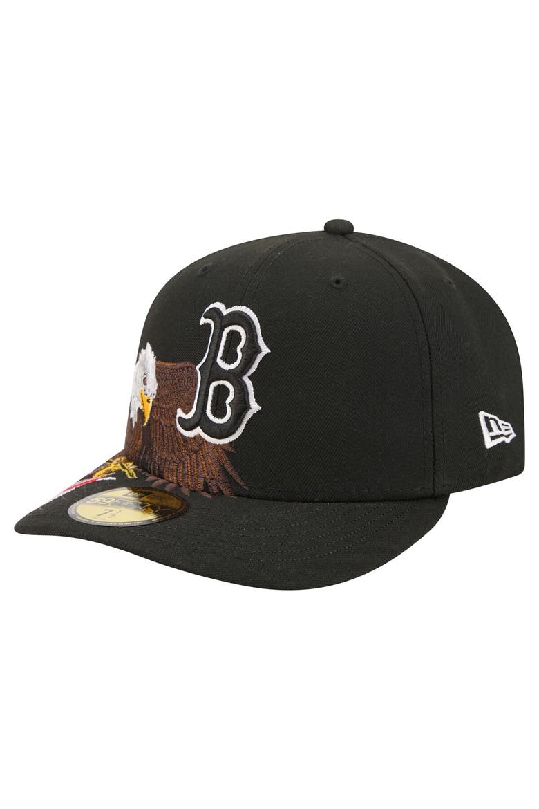 Men's New Era Black Boston Red Sox Americana Bald Eagle Pre-Curved 59FIFTY Fitted Hat, Alternate, color, Black