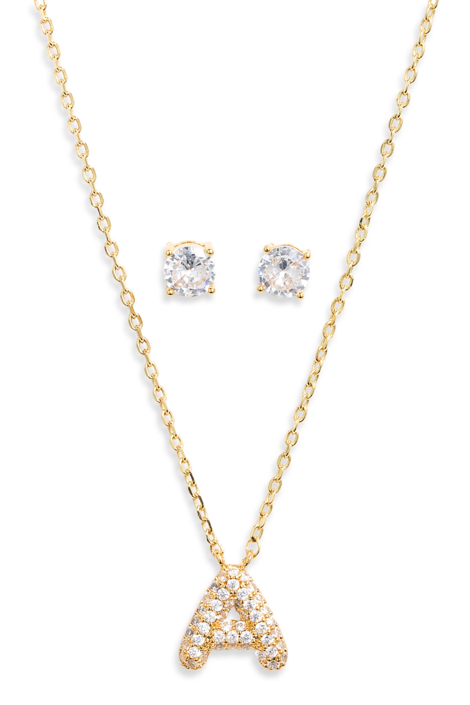 Color Initals BP. Initial Pendant Necklace & Stud Earrings Set (Women) | Nordstrom