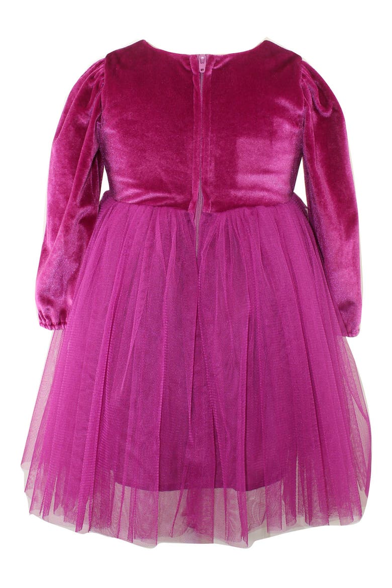 Kids' Velvet & Tulle Party Dress, Alternate, color, HOT PINK