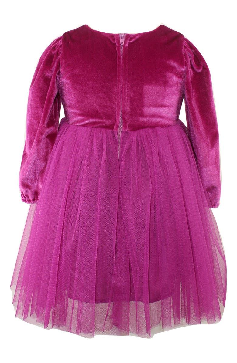 Popatu Kids' Velvet & Tulle Party Dress, Alternate, color, Hot Pink