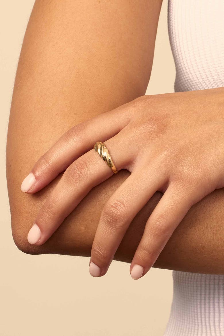 10K Yellow Gold Greek Retro Dome Ring, Alternate, color, Yellow Gold
