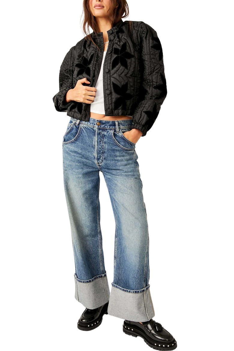 Quinn Quilted Crop Jacket, Alternate, color, BLACK