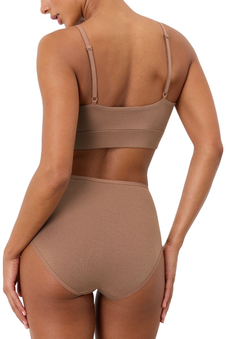Everyday Strappy Scoop Bralette Made With Organic Cotton, Alternate, color, Driftwood Brown