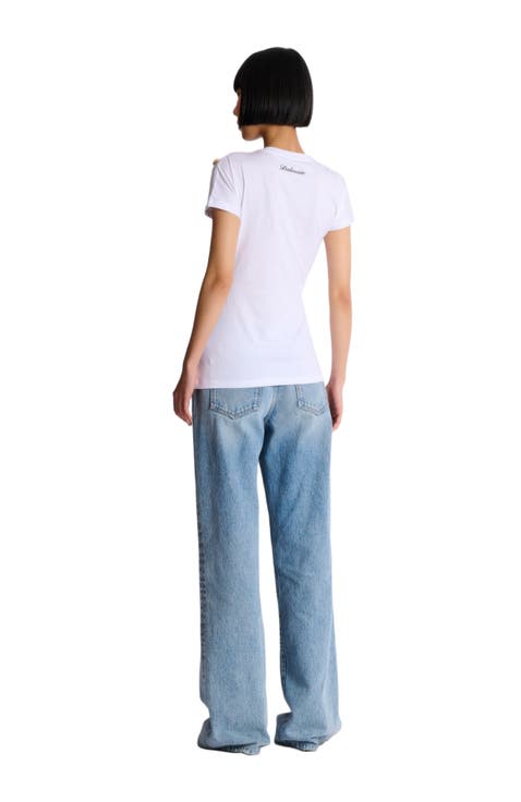 Draped T-shirt with buttons