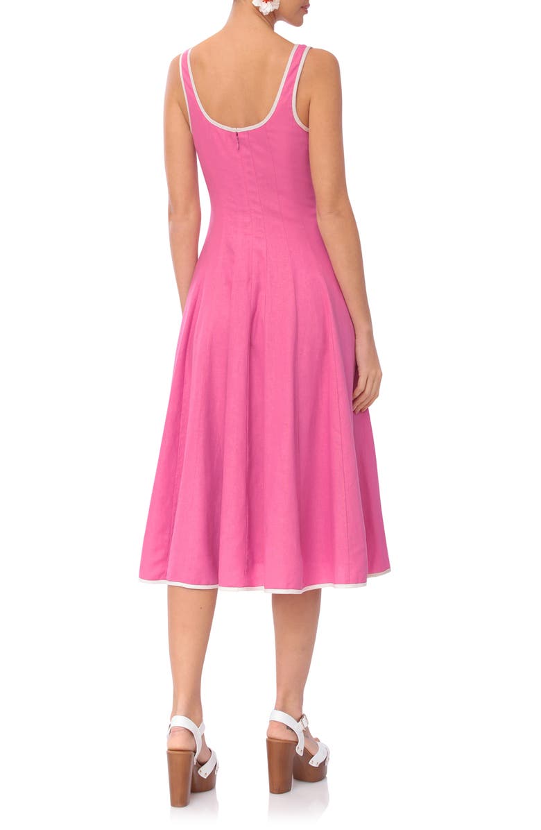 Avec Les Filles Contrast Edge Fit & Flare Midi Dress, Alternate, color, Fuchsia