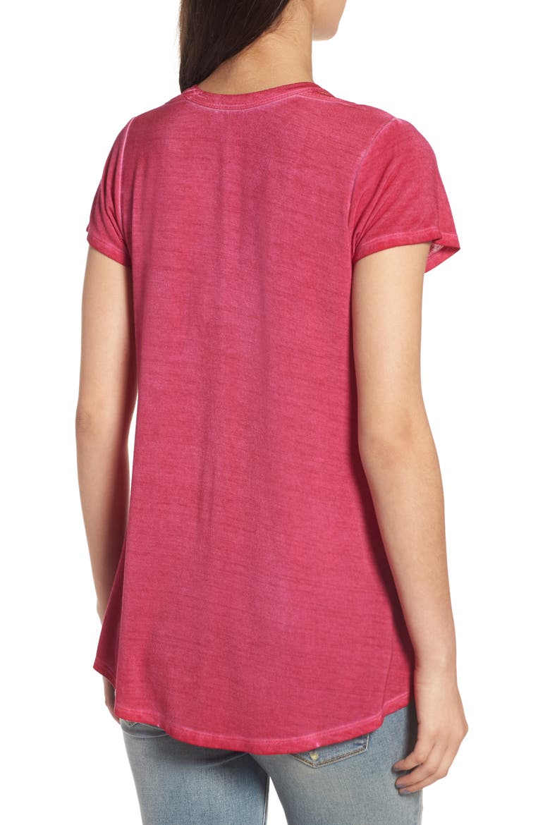 Oil Wash Cutout Tee, Alternate, color, PINK VIVACIOUS