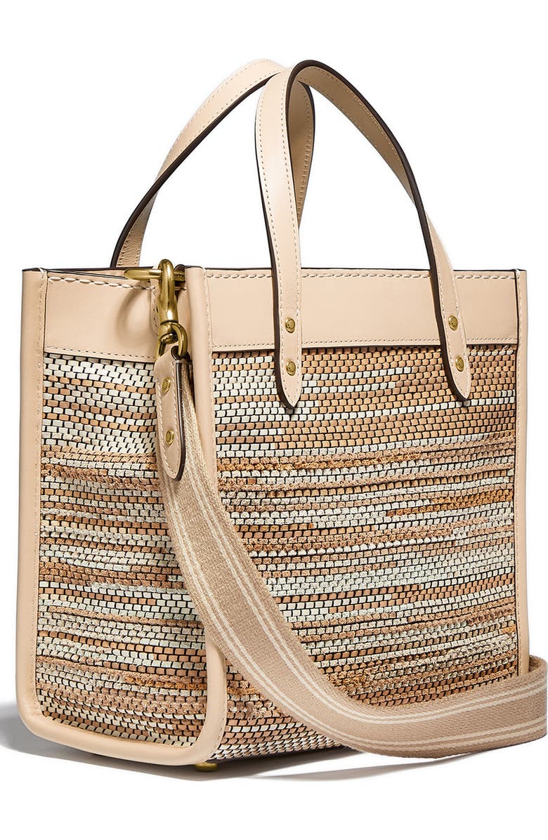 COACH Field Upcycled Woven Leather Tote, Alternate, color,