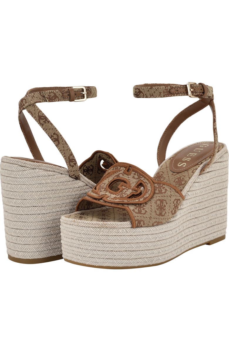 GUESS Tanveey Ankle Strap Espadrille Platform Wedge Sandal, Alternate, color,