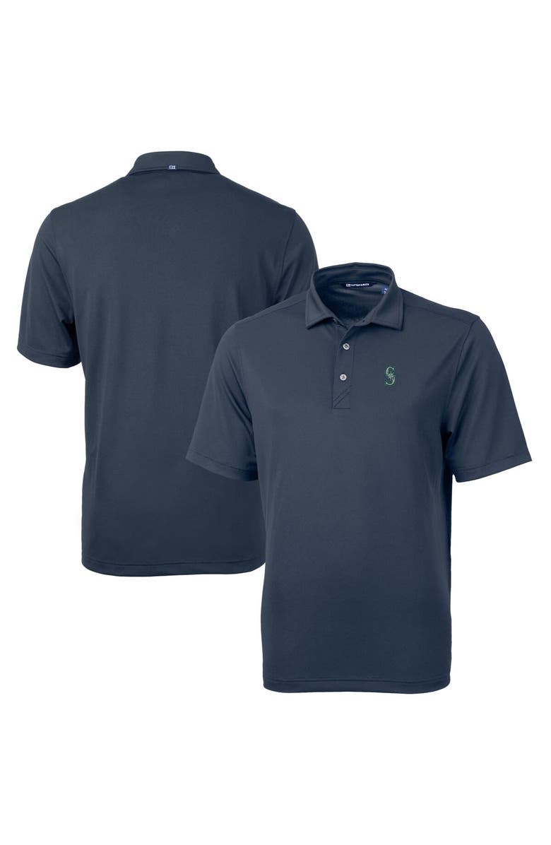Cutter & Buck Men's Cutter & Buck  Navy Seattle Mariners Virtue Eco Pique Recycled Polo, Alternate, color, Navy