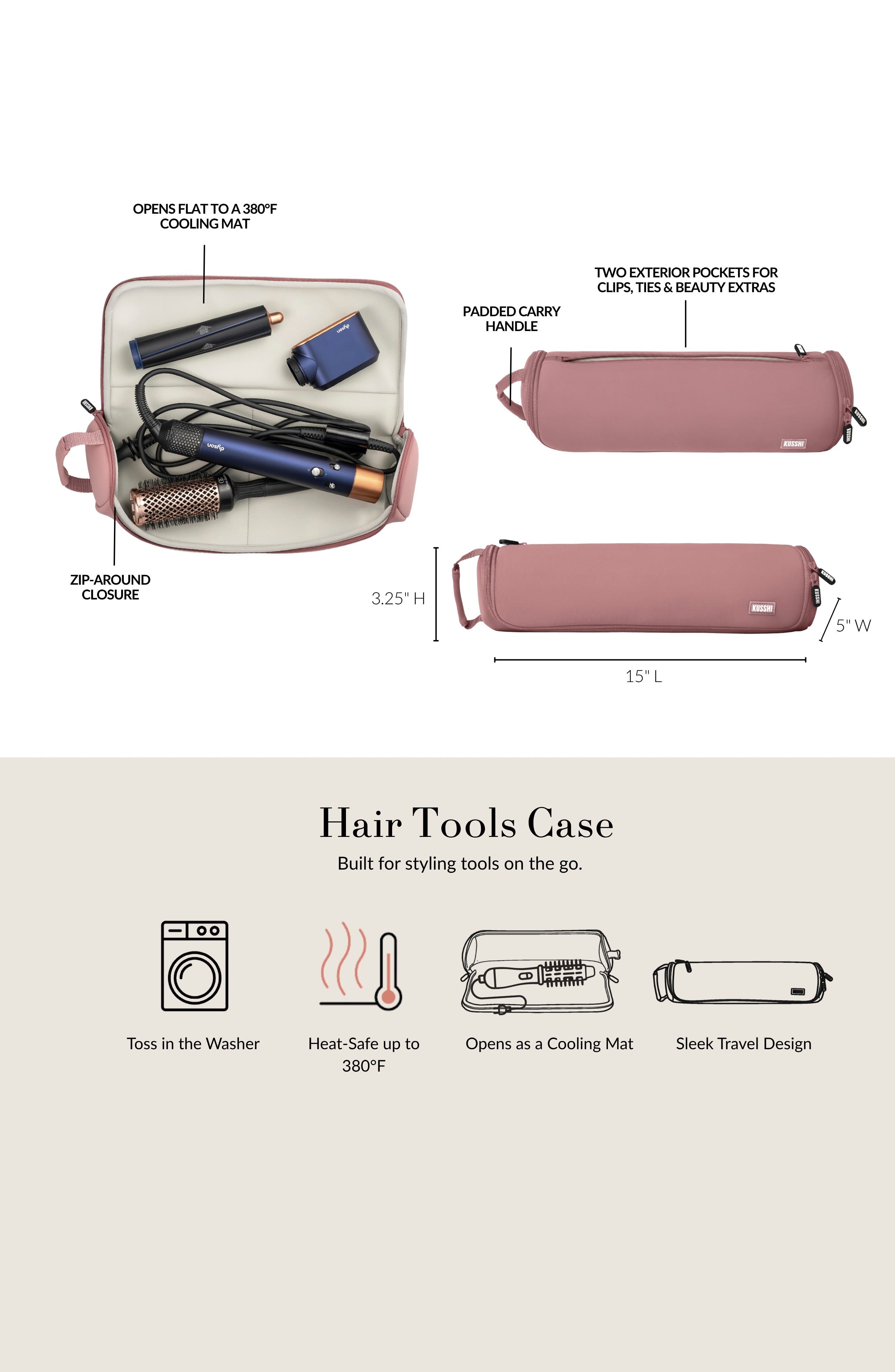 Travel Hair Tools Case, Alternate, color, CORAL RED/ PERIWINKLE