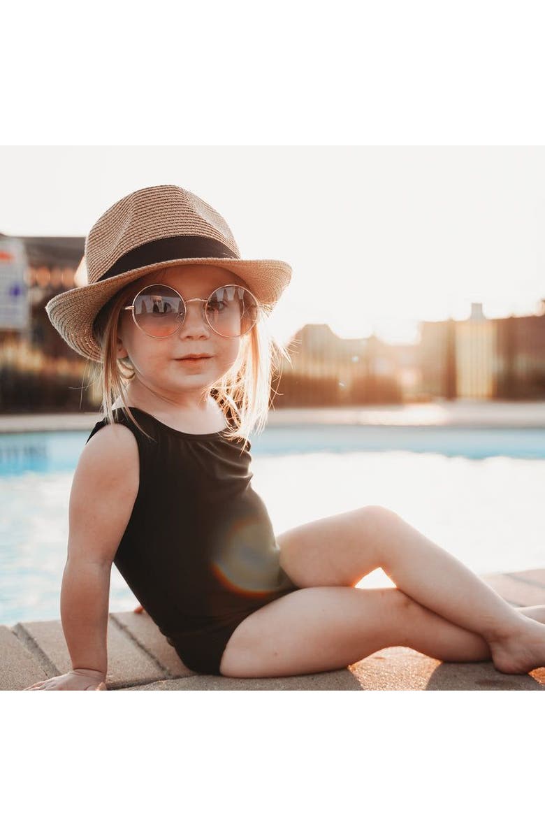 CITY THREADS Girls UPF 50+ Nylon/Spandex Blend One-Piece Swimsuit, Alternate, color, Black