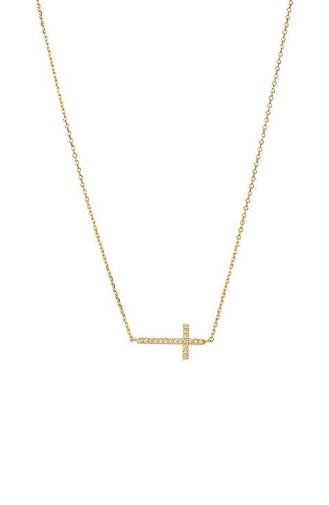 Sterling Silver 18k Gold Plated Elowen Horizontal Cross Necklace Holiday Gift Idea