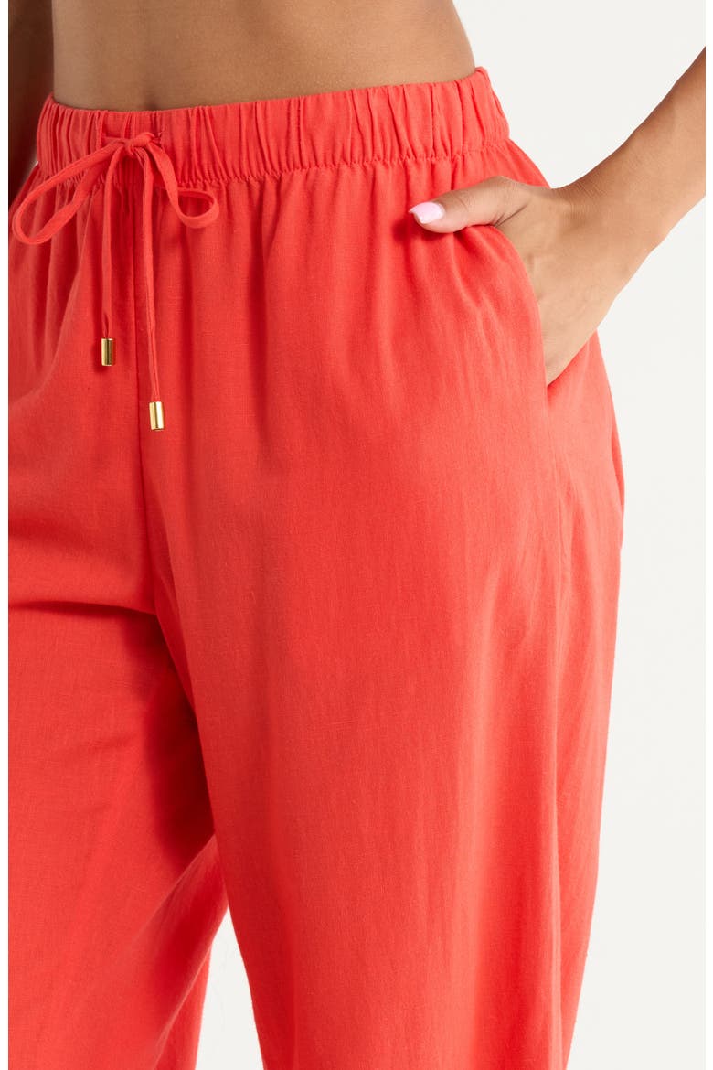 Drawstring Wide Leg Cover-Up Pants, Alternate, color, RED