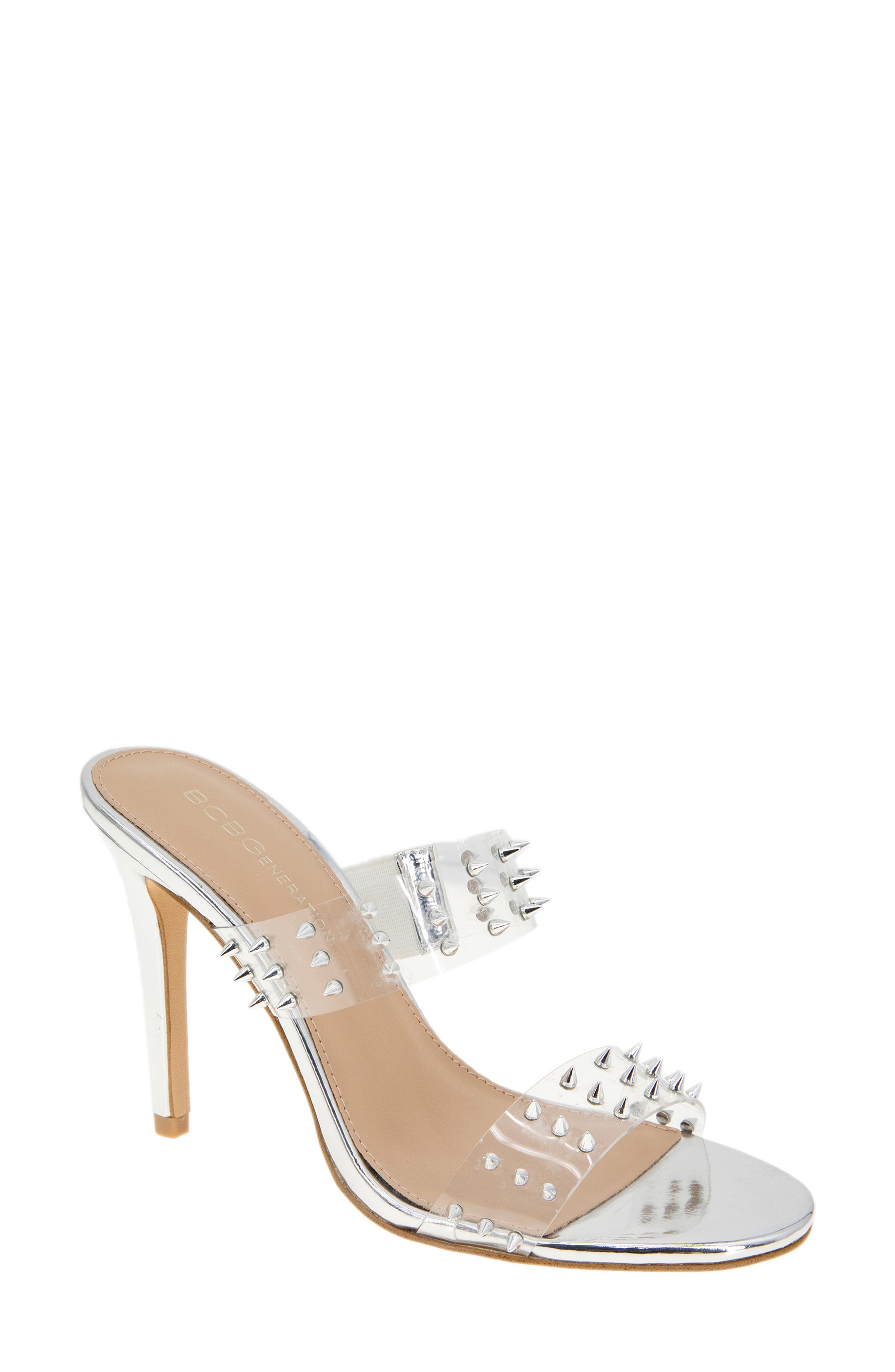 Jidana Embellished Sandal, Main, color, CLEAR SILVER