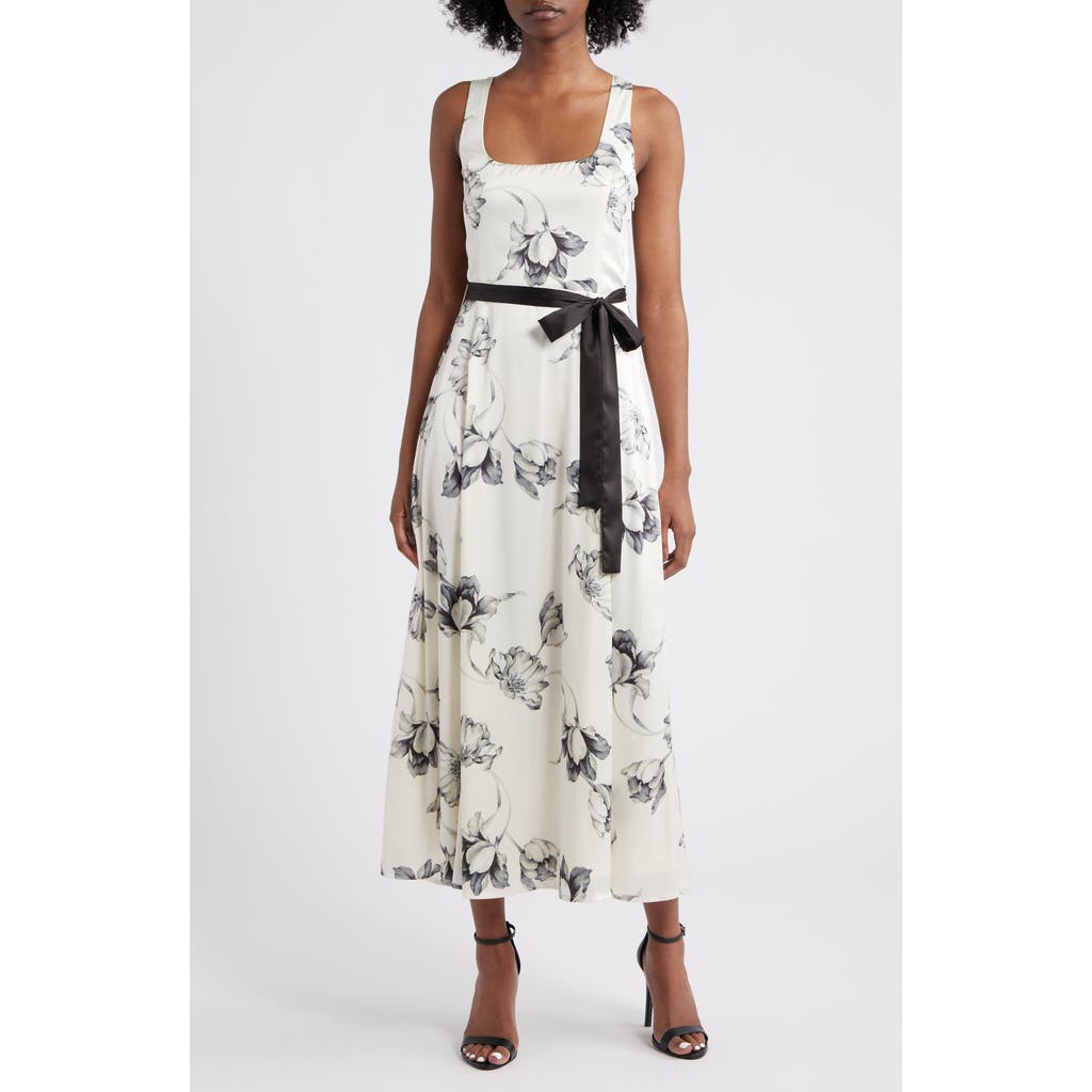 Lulus Scout Tie Waist Midi Dress In White