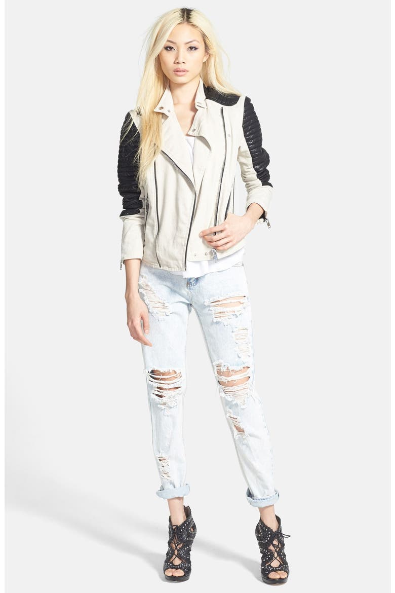'Goodbye, Sally' Moto Jacket, Alternate, color, GREY/ BLACK