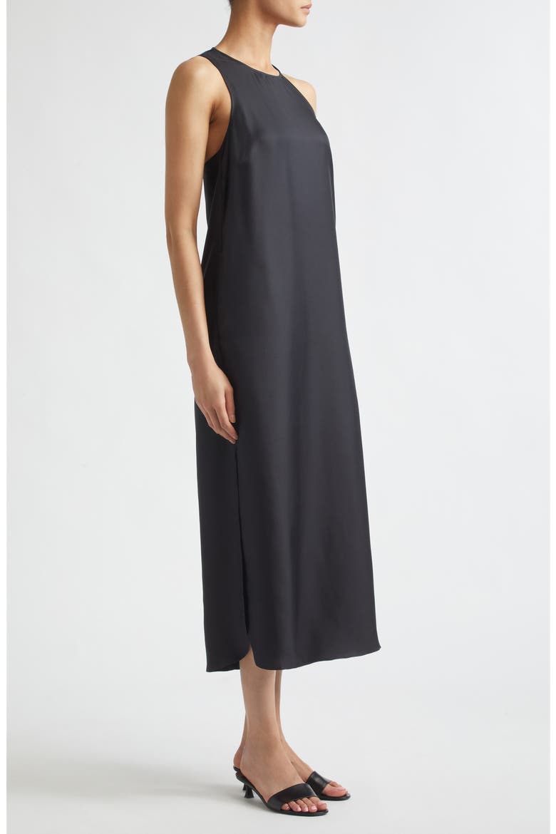 Paloma Twist Detail Silk Twill Dress, Alternate, color, BLACK