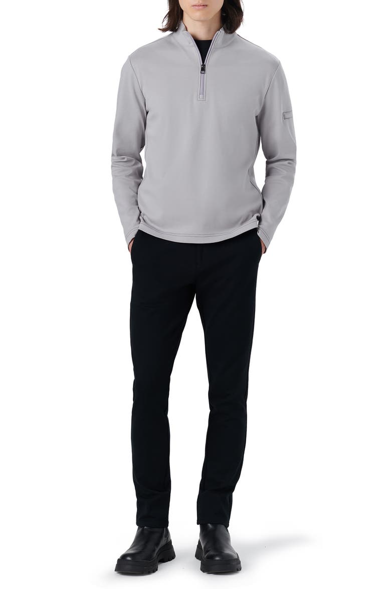 Bugatchi Cotton Quarter Zip Pullover, Alternate, color, Cement
