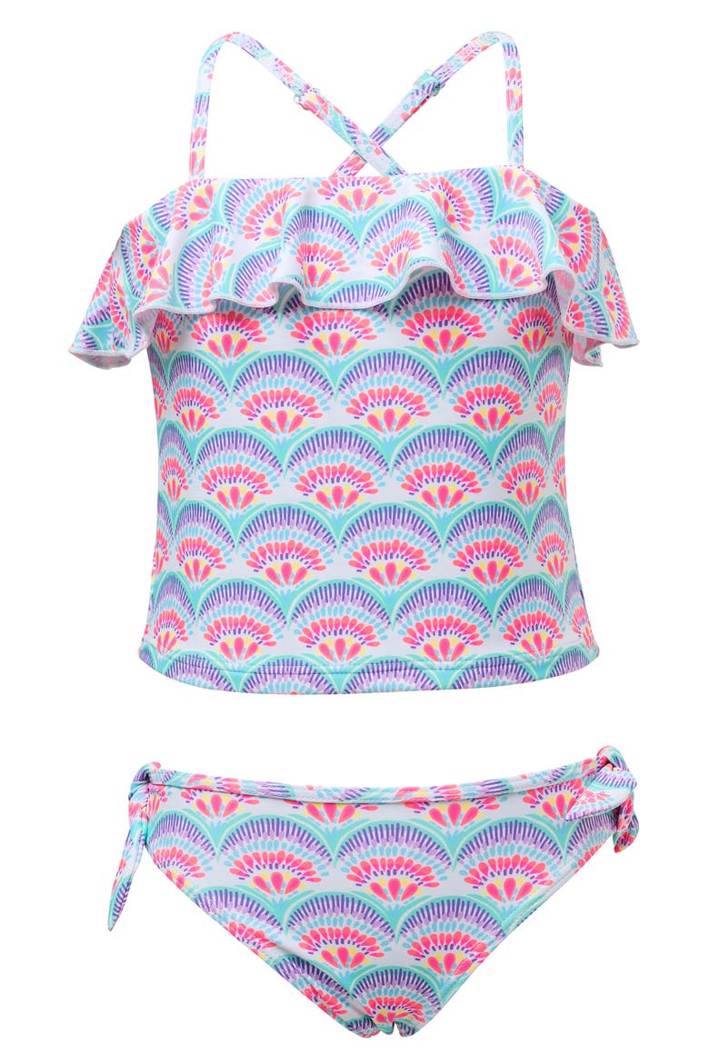 Flounce Two-Piece Tankini Swimsuit, Main, color, BLUE/ PINK
