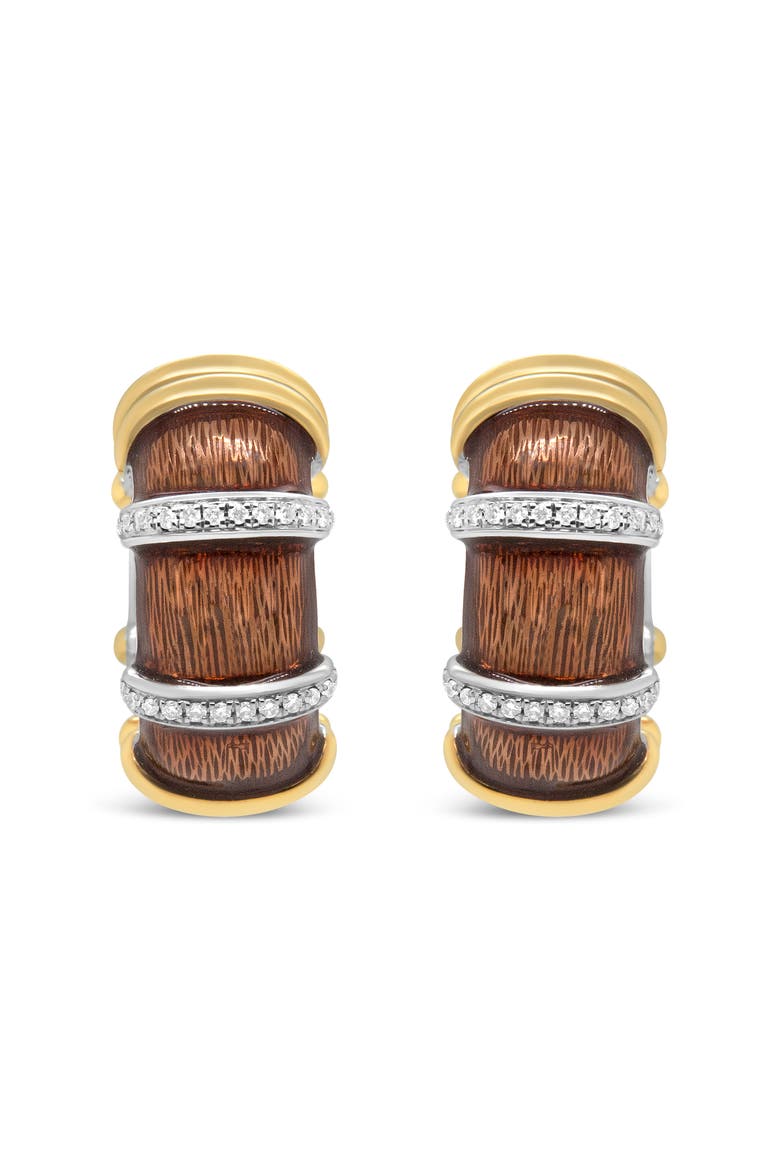18K Gold Over Silver 9/10 Cttw Diamonds Huggie Hoop Earrings, Main, color, Yellow