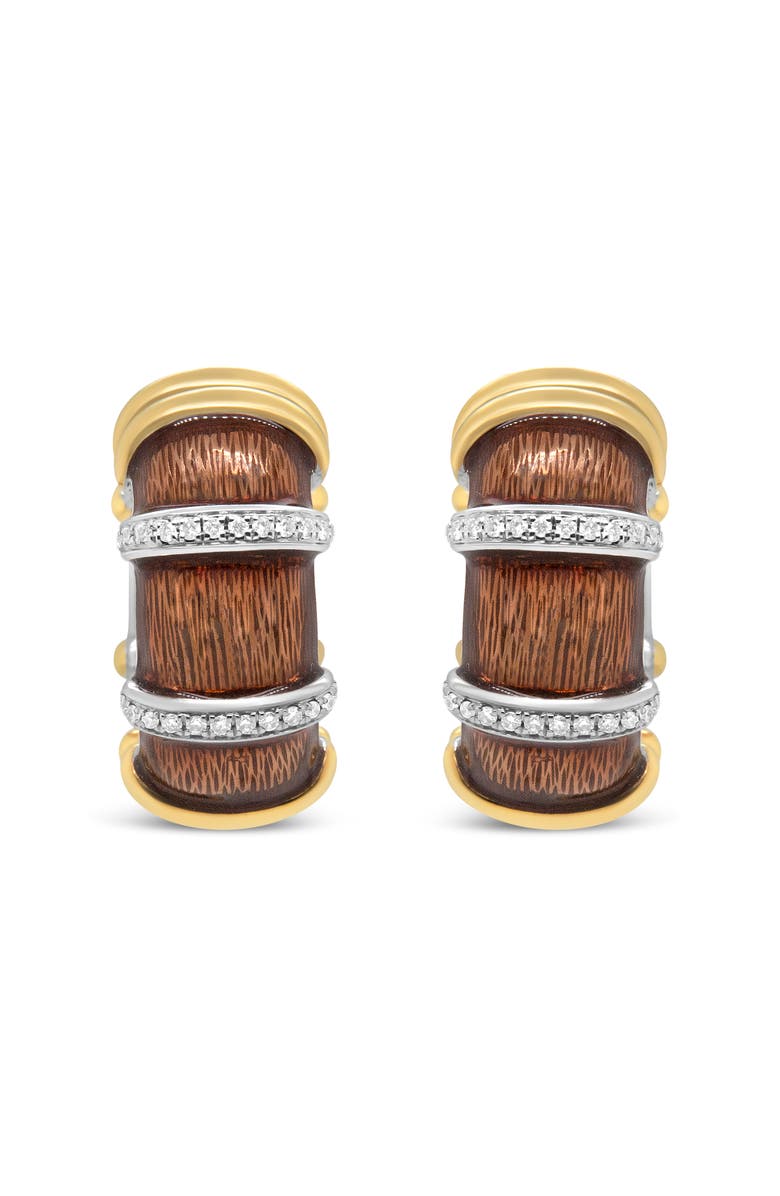 Haus of Brilliance 18K Gold Over Silver 9/10 Cttw Diamonds Huggie Hoop Earrings, Main, color, Yellow