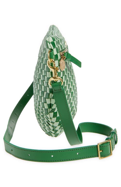 Clare V . Grande Woven Leather Convertible Belt Bag In Fern Mist Woven Checker