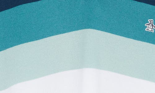Original Penguin Stripe Cotton Jersey Polo In Bright White